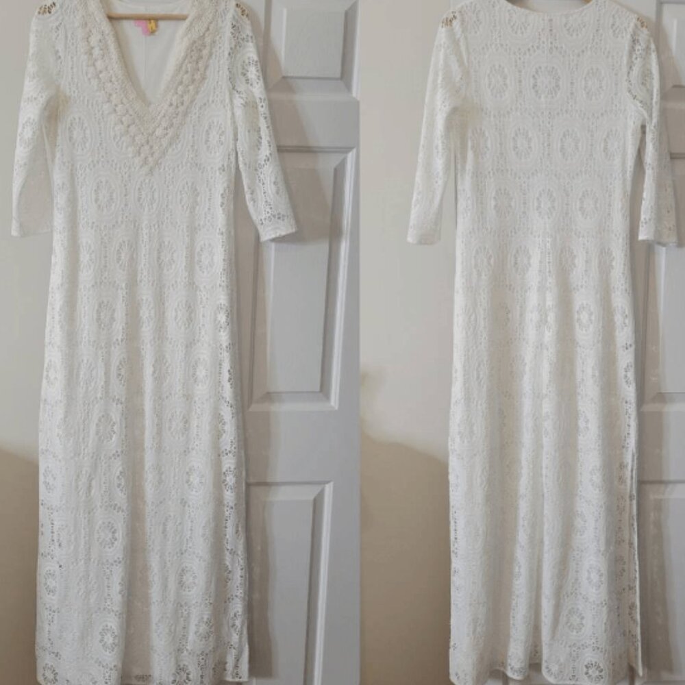 Lilly Pulitzer Sharrie White Lace Crochet Maxi